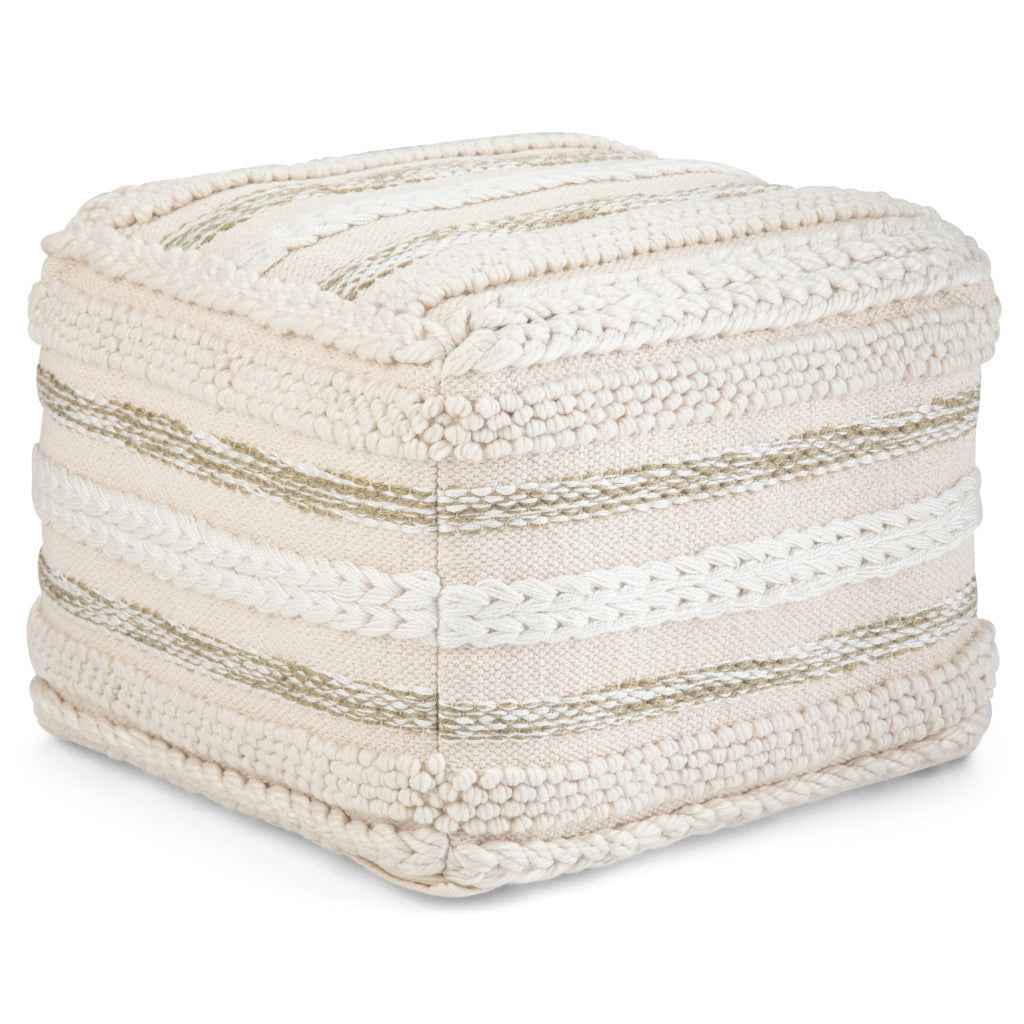 18" Off White Cotton Pouf Ottoman