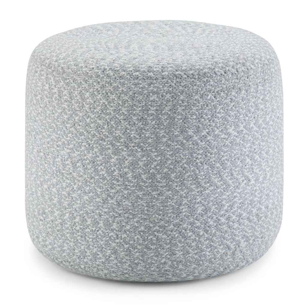 20" Blue Cotton Round Pouf Ottoman
