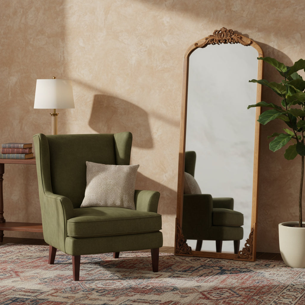 64" Brown Solid Wood Framed Full Length Mirror - Bed & Bath
