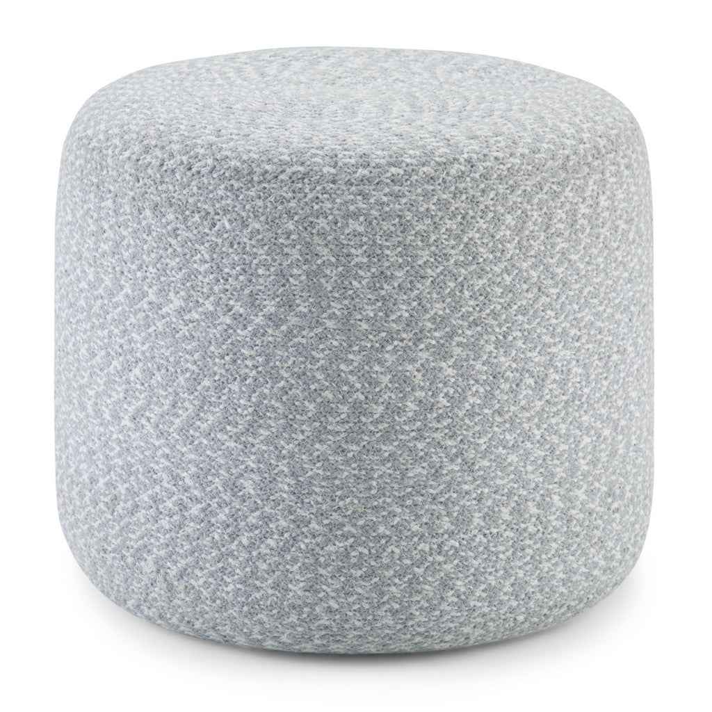 20" Blue Cotton Round Pouf Ottoman