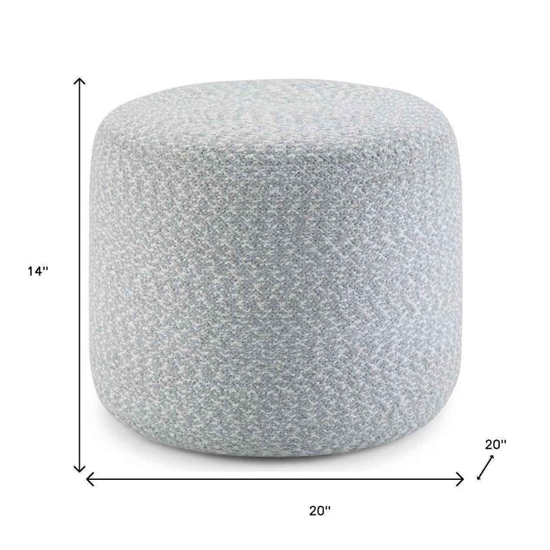 20" Blue Cotton Round Pouf Ottoman