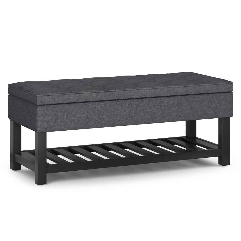 44" Gray and Dark Brown Fabric Ottoman With Storage