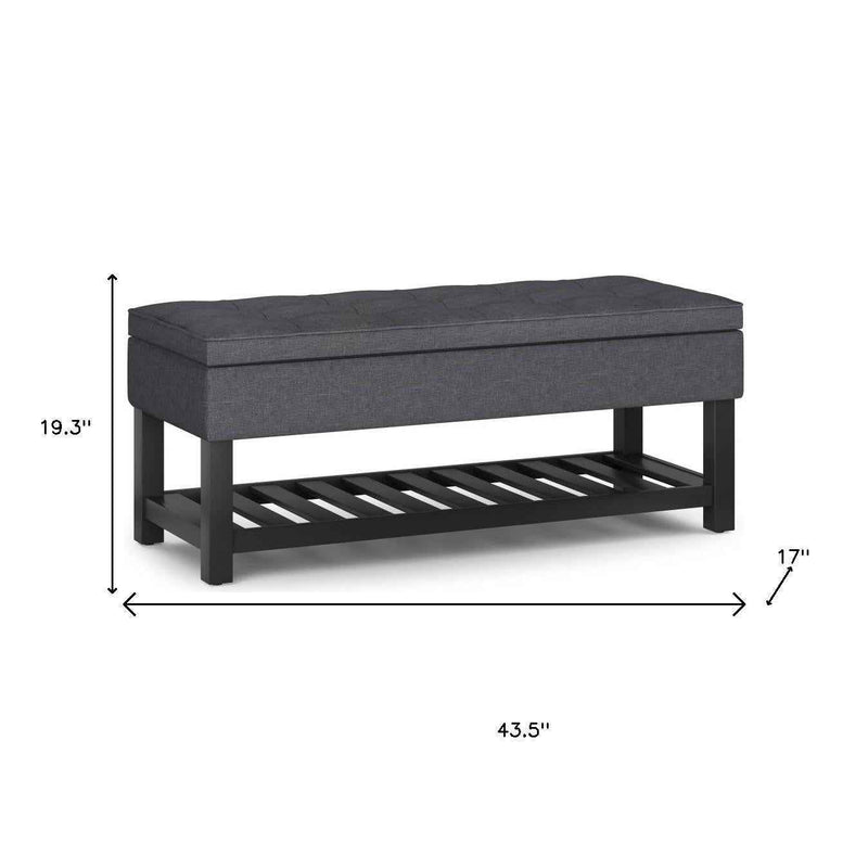 44" Gray and Dark Brown Fabric Ottoman With Storage