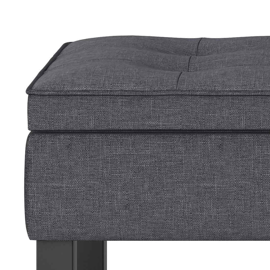 44" Gray and Dark Brown Fabric Ottoman With Storage