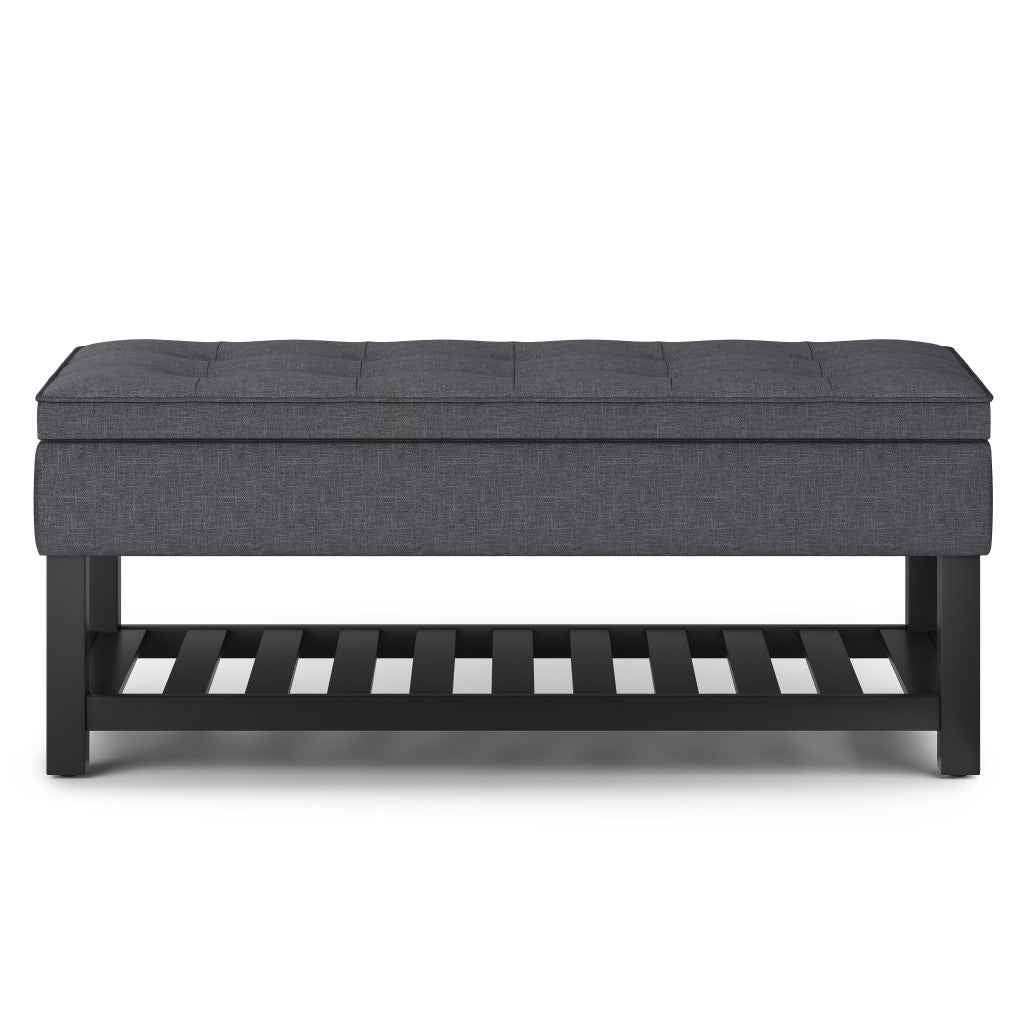44" Gray and Dark Brown Fabric Ottoman With Storage