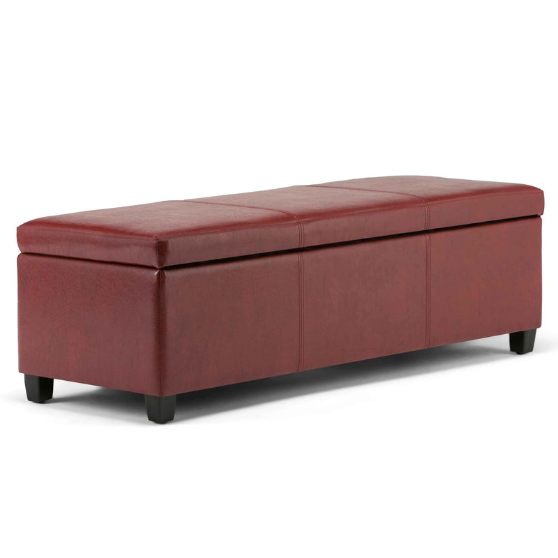 48" Dark Brown and Red Upholstery Storage Ottoman