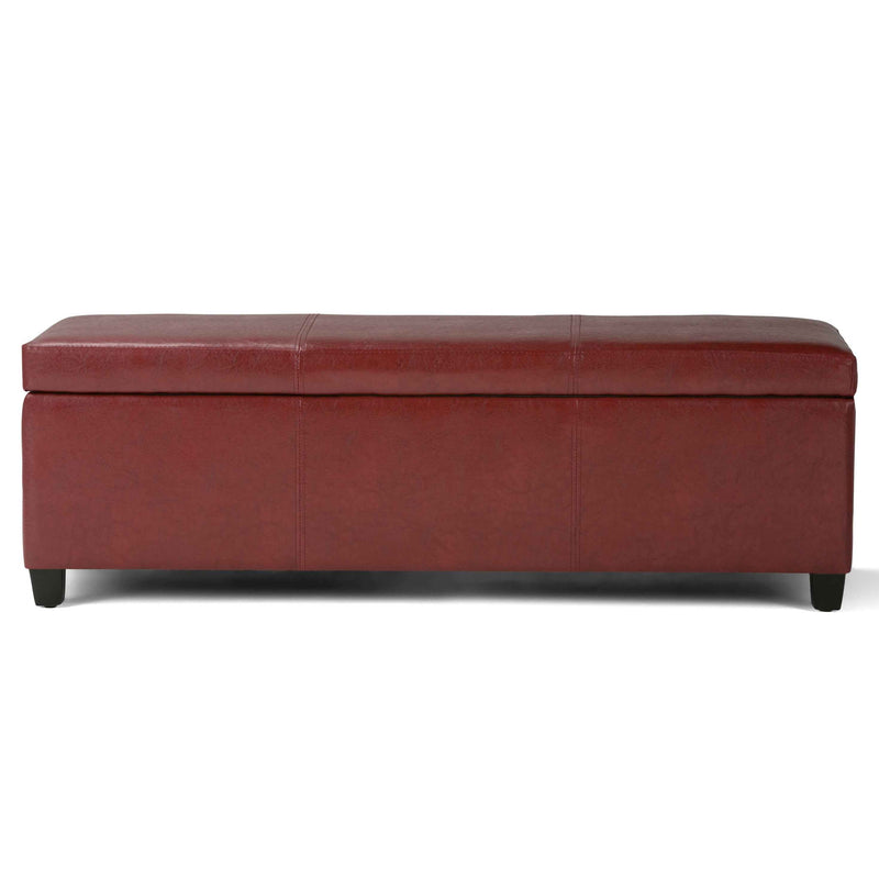 48" Dark Brown and Red Upholstery Storage Ottoman