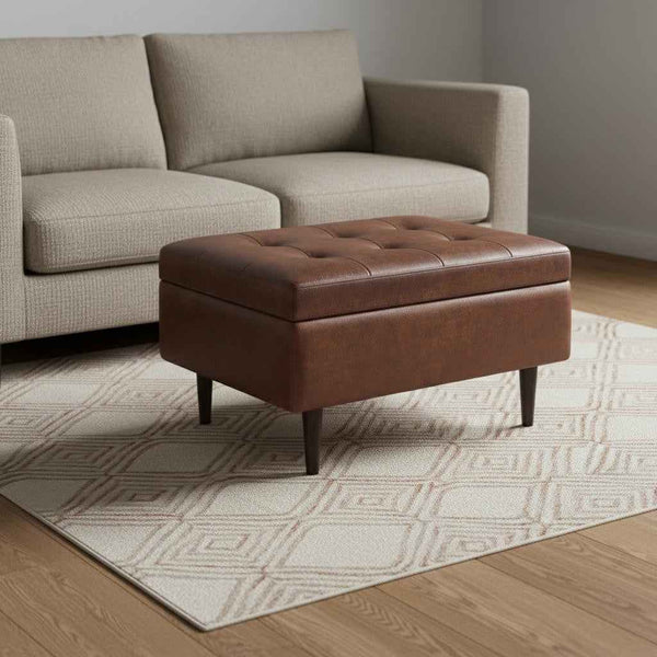 34" Brown Upholstery Storage Ottoman