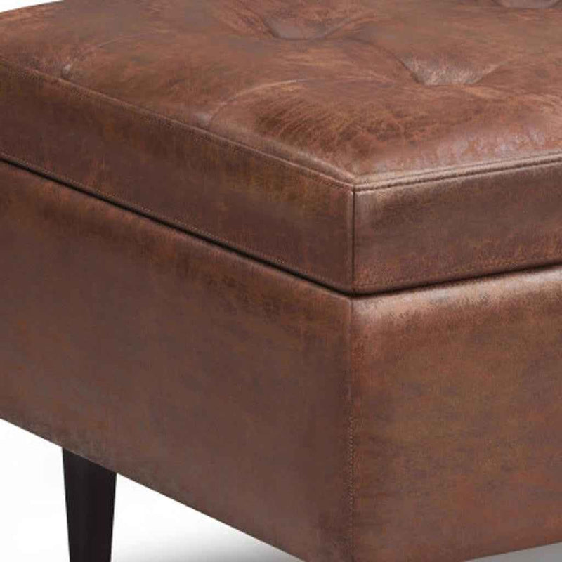 34" Brown Upholstery Storage Ottoman