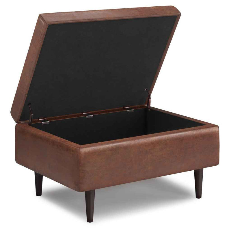 34" Brown Upholstery Storage Ottoman