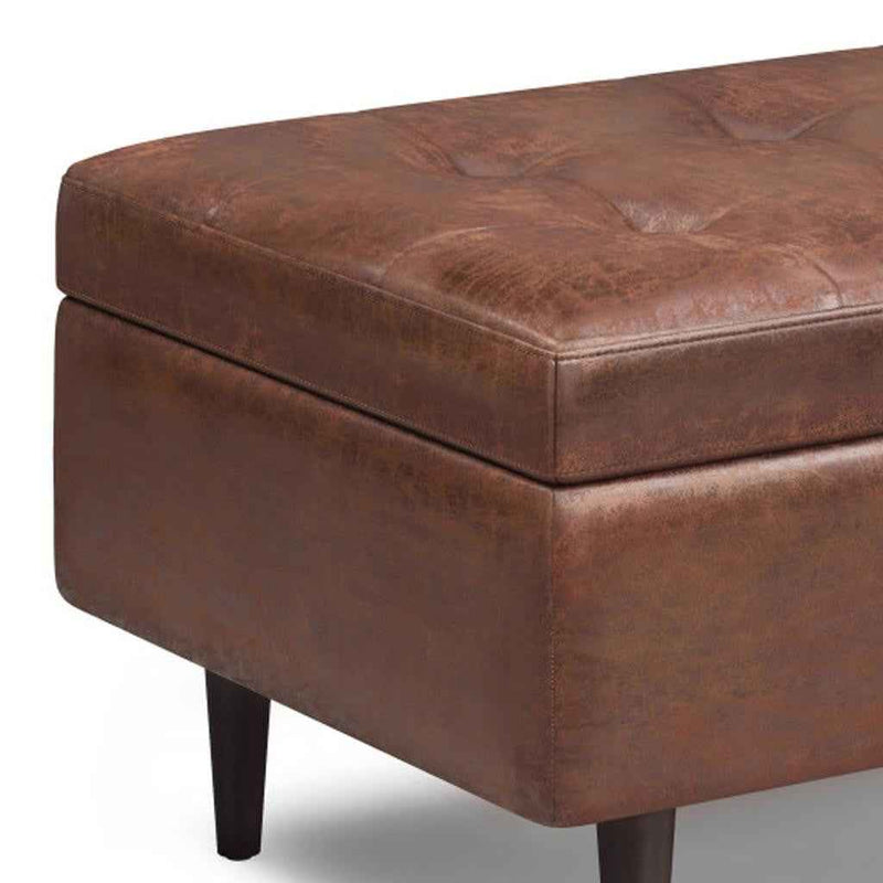 34" Brown Upholstery Storage Ottoman