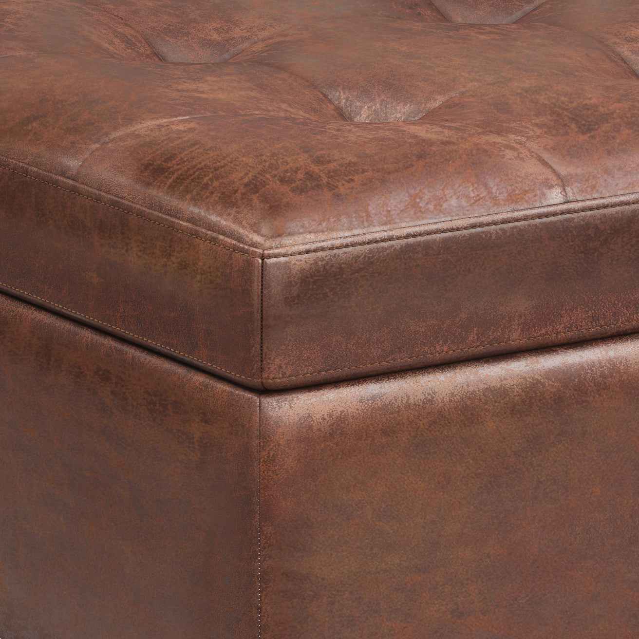 34" Brown Upholstery Storage Ottoman