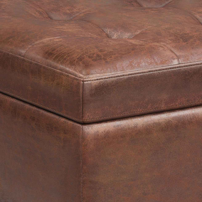 34" Brown Upholstery Storage Ottoman
