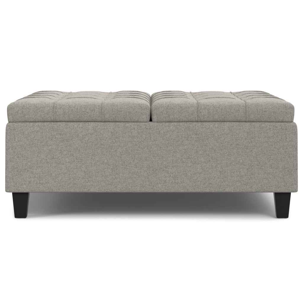 40" Gray and Brown Fabric Cocktail Ottoman With Storage