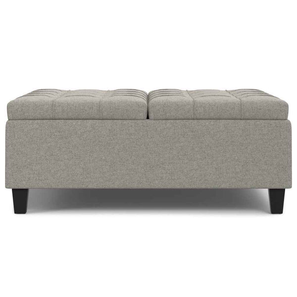 40" Gray and Brown Fabric Cocktail Ottoman With Storage