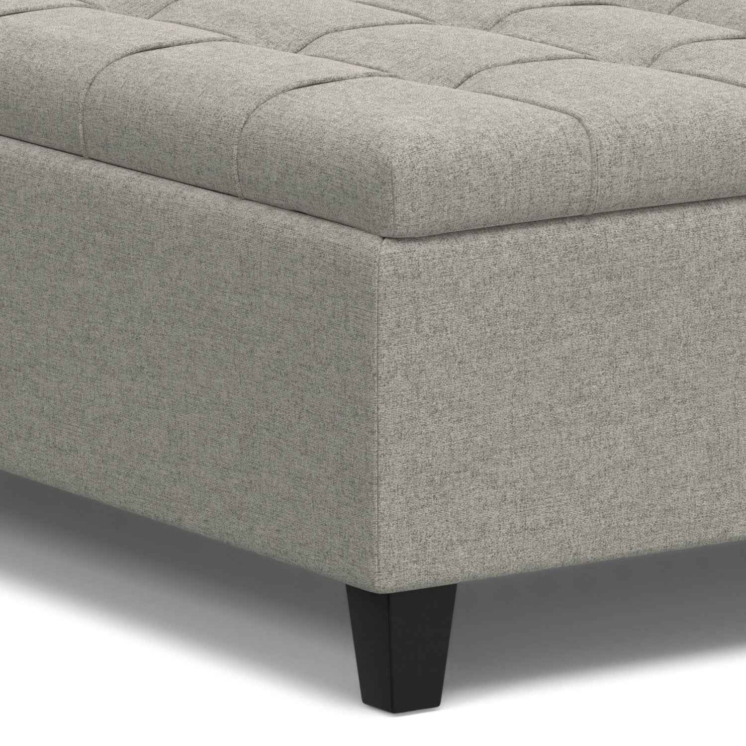 40" Gray and Brown Fabric Cocktail Ottoman With Storage
