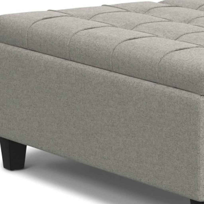 40" Gray and Brown Fabric Cocktail Ottoman With Storage