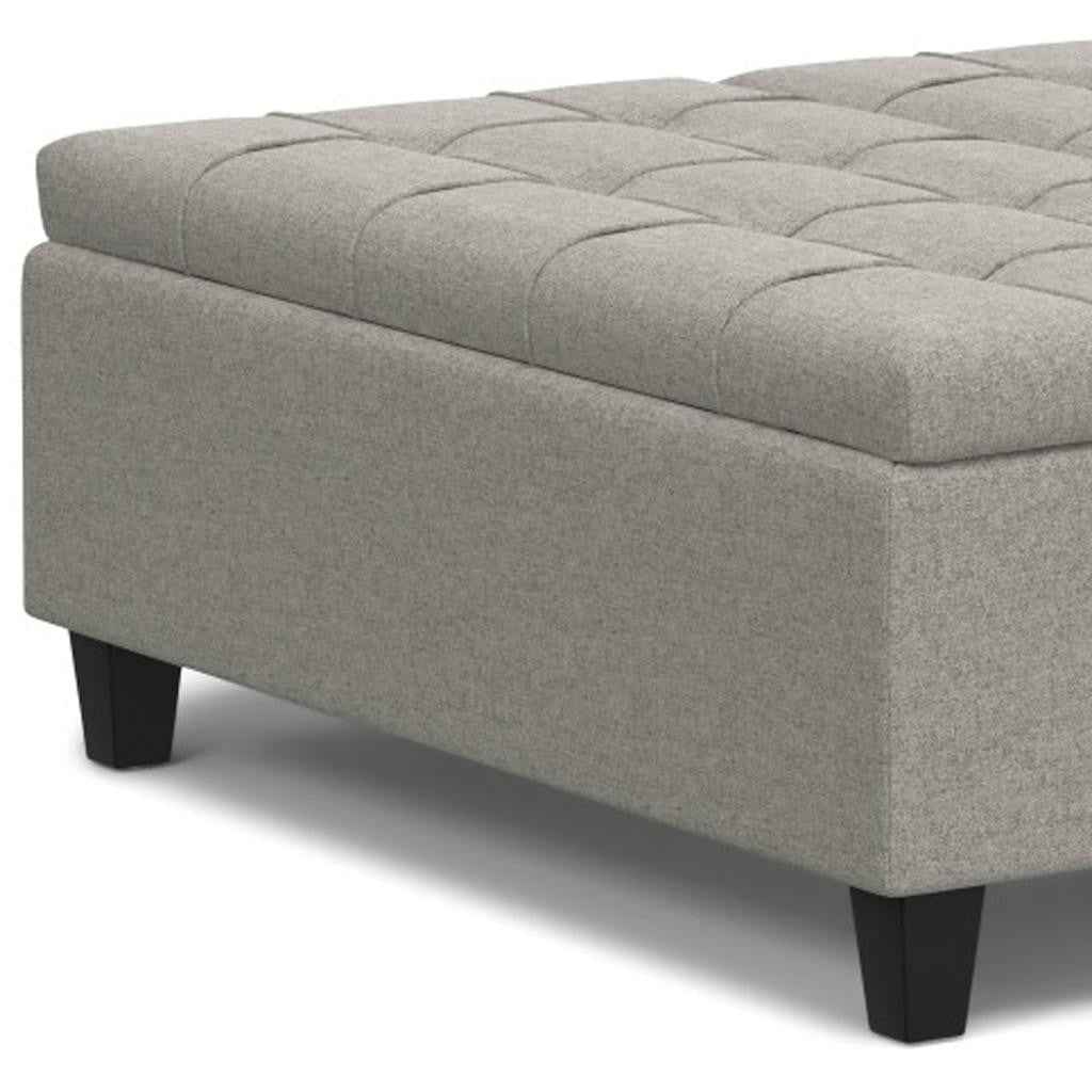 40" Gray and Brown Fabric Cocktail Ottoman With Storage