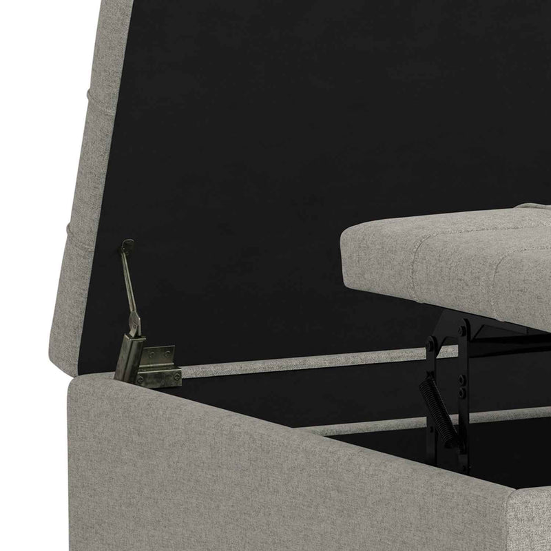 40" Gray and Brown Fabric Cocktail Ottoman With Storage