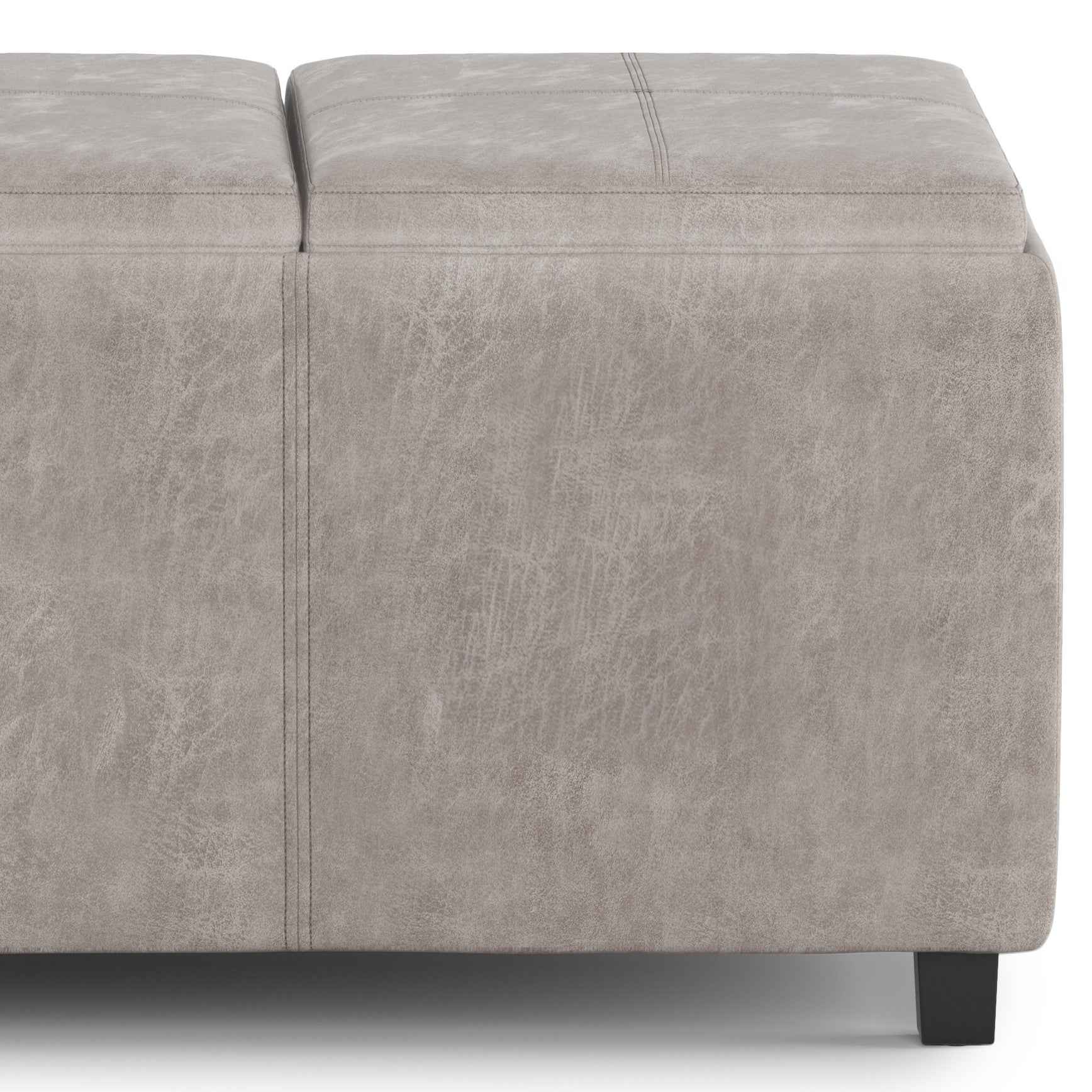 42" Dark Brown and Gray Upholstery Storage Ottoman