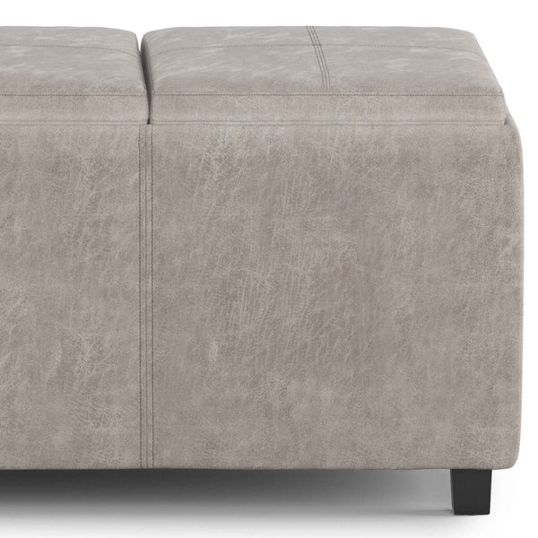 42" Dark Brown and Gray Upholstery Storage Ottoman