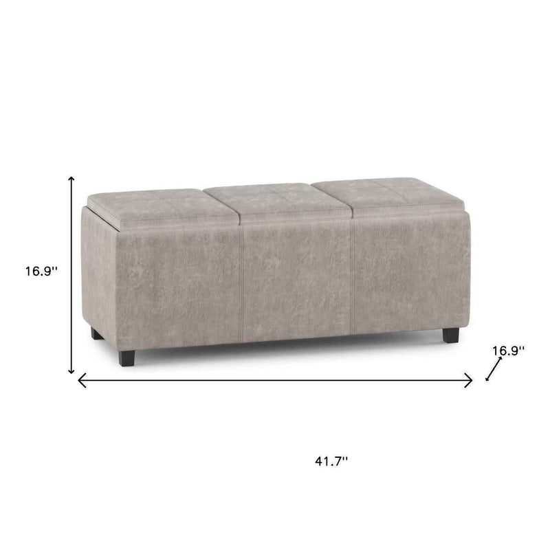 42" Dark Brown and Gray Upholstery Storage Ottoman