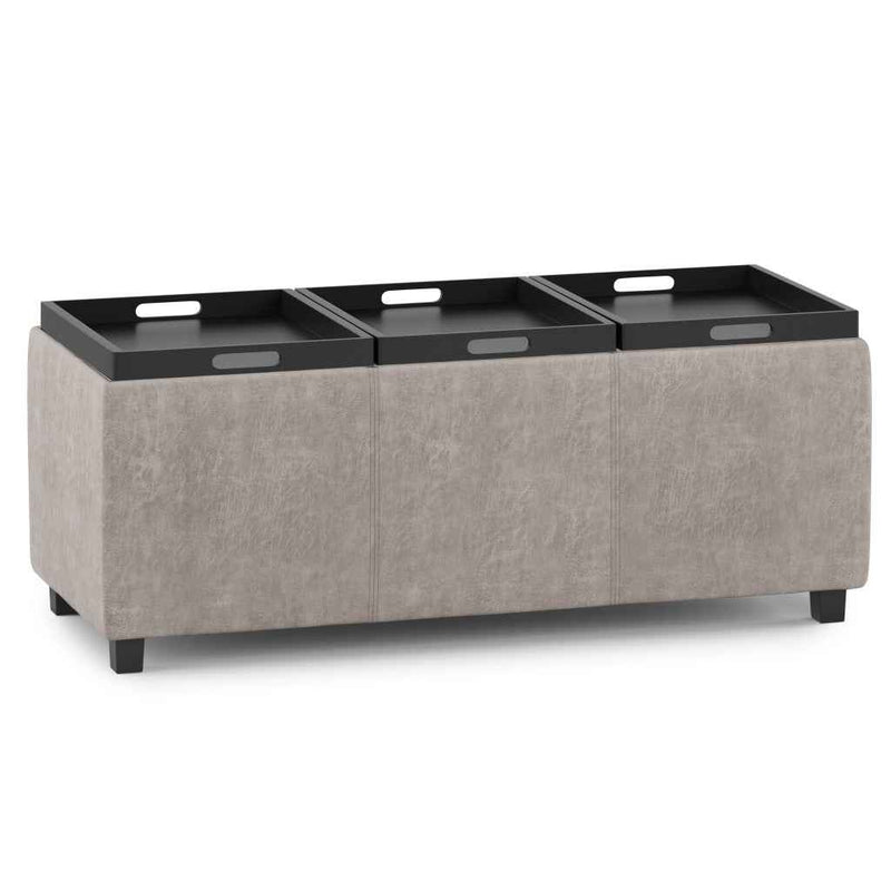42" Dark Brown and Gray Upholstery Storage Ottoman