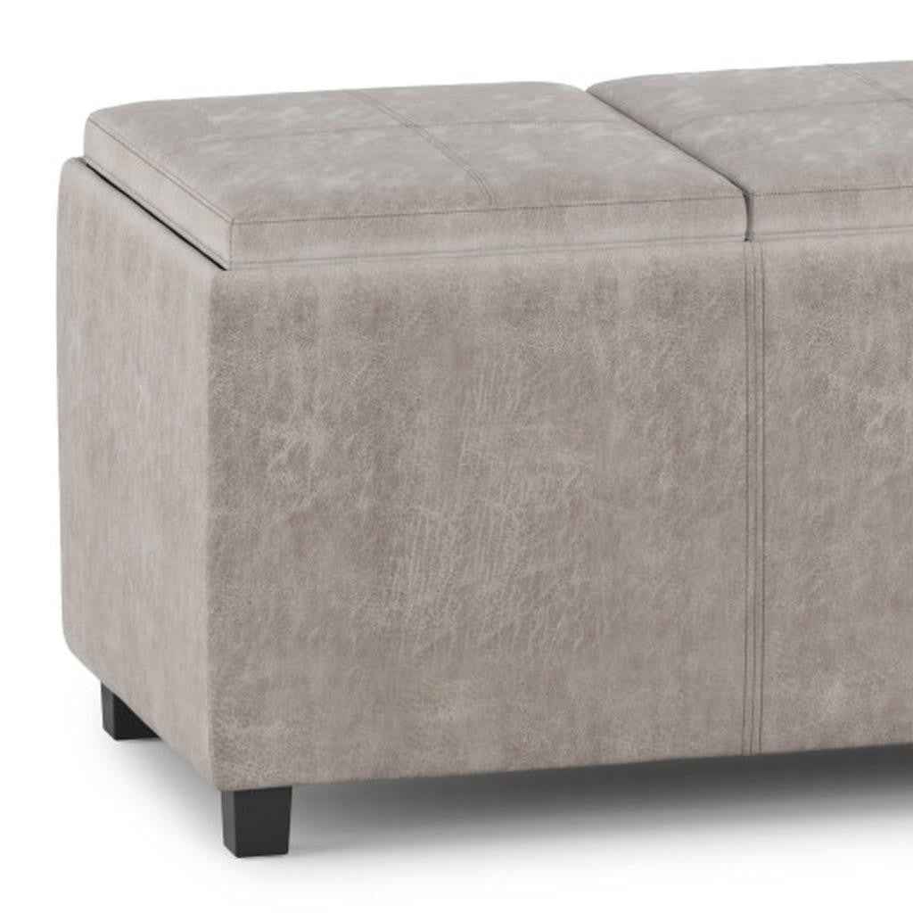 42" Dark Brown and Gray Upholstery Storage Ottoman