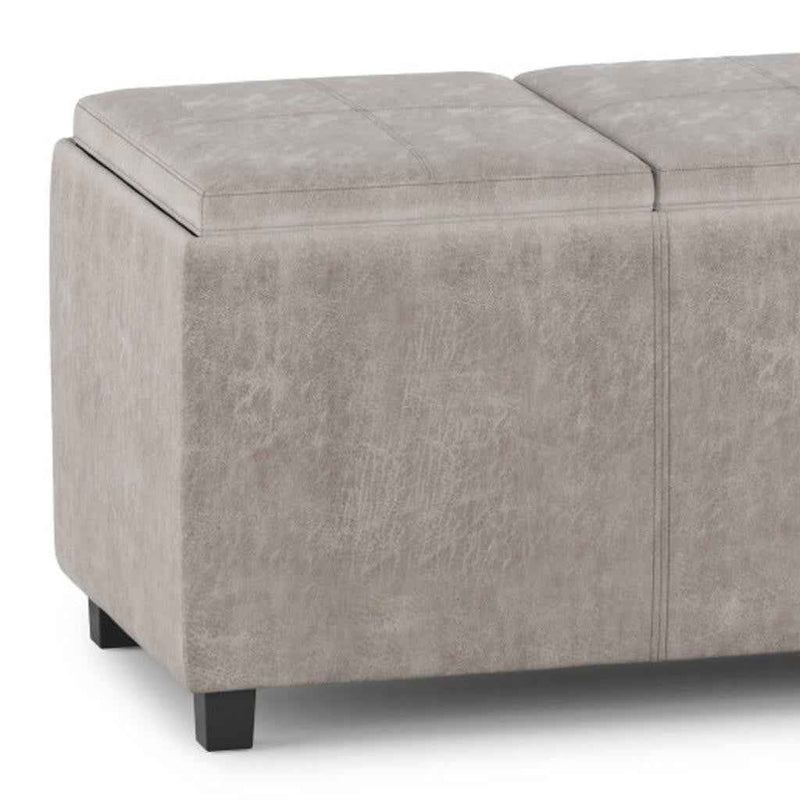 42" Dark Brown and Gray Upholstery Storage Ottoman