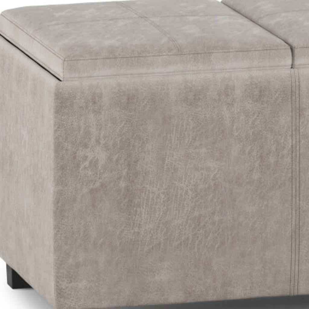 42" Dark Brown and Gray Upholstery Storage Ottoman