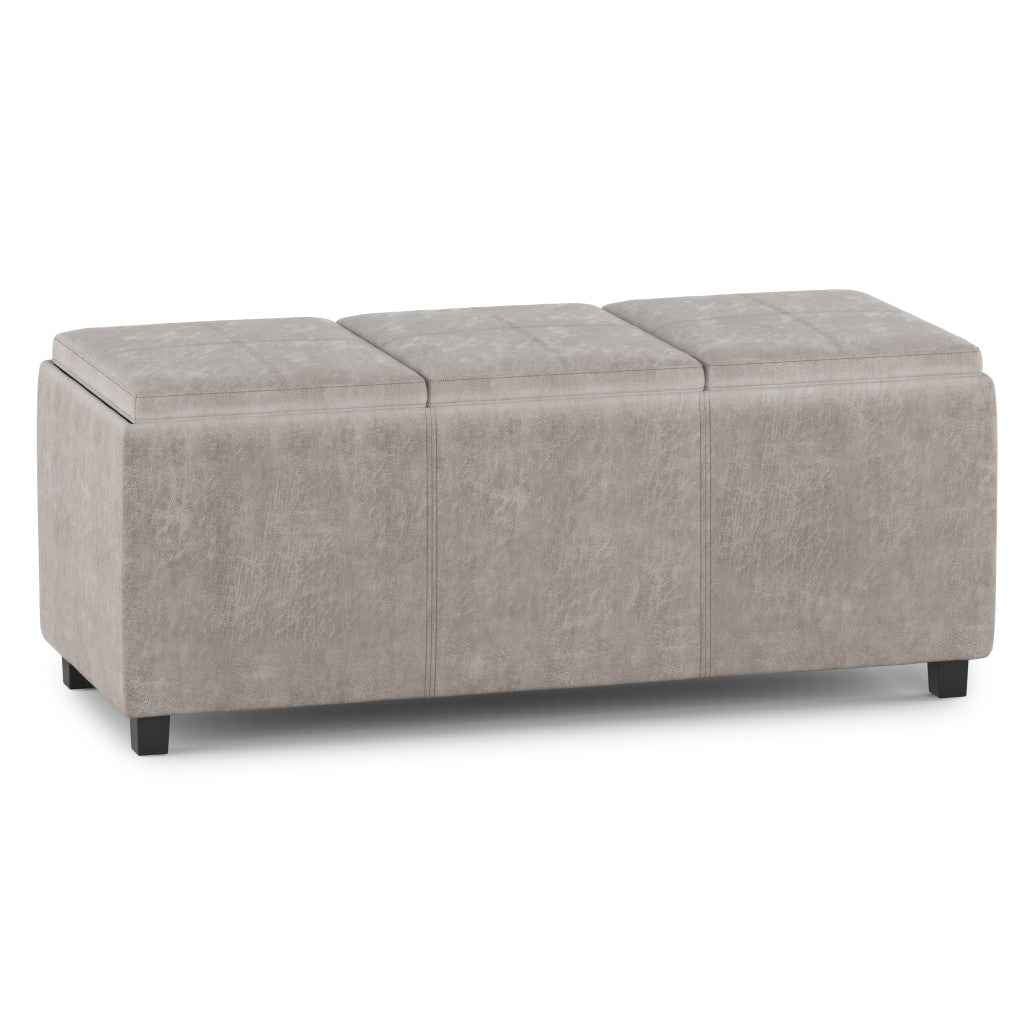 42" Dark Brown and Gray Upholstery Storage Ottoman