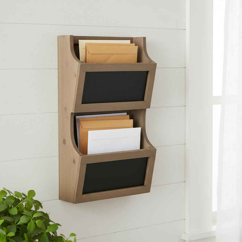 Set of Two Brown Solid Wood File Organizer