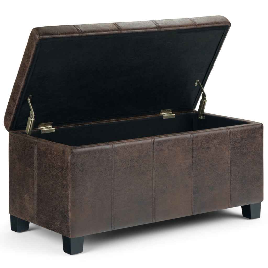 36" Dark Brown and Brown Upholstery Storage Ottoman