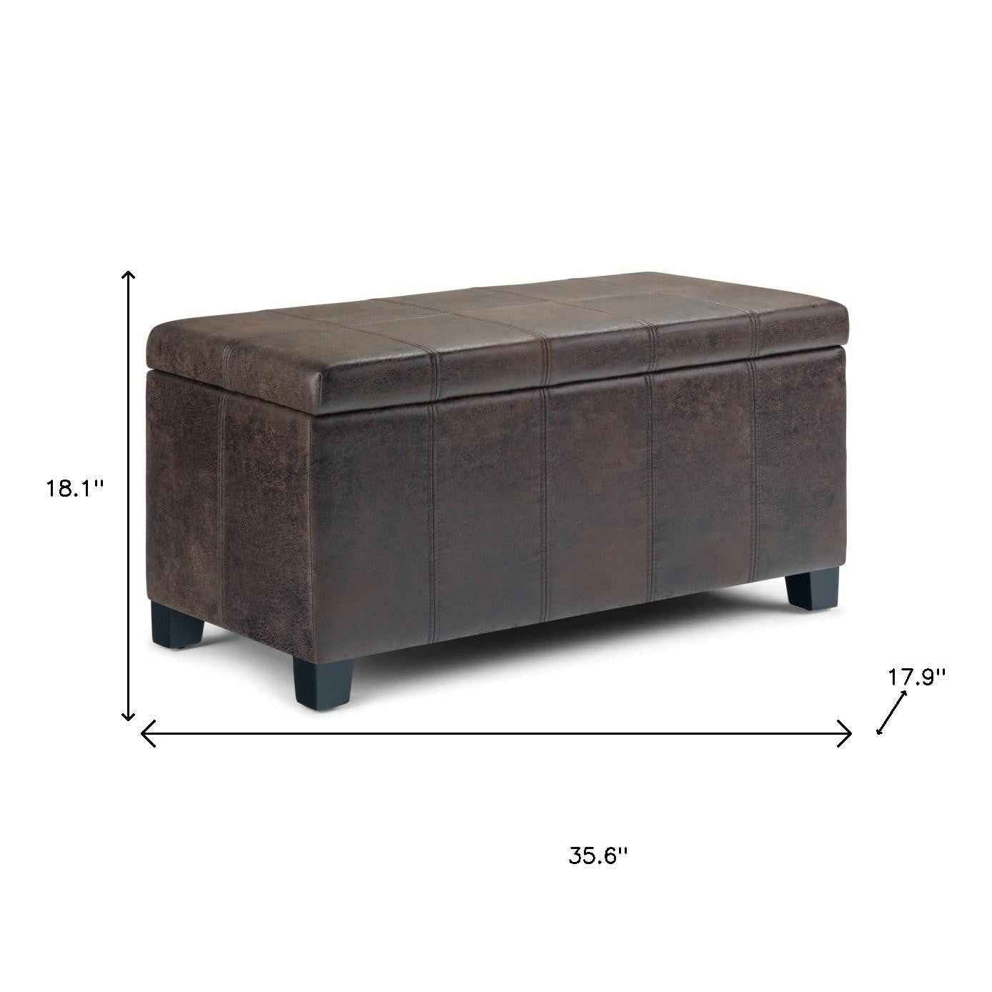 36" Dark Brown and Brown Upholstery Storage Ottoman
