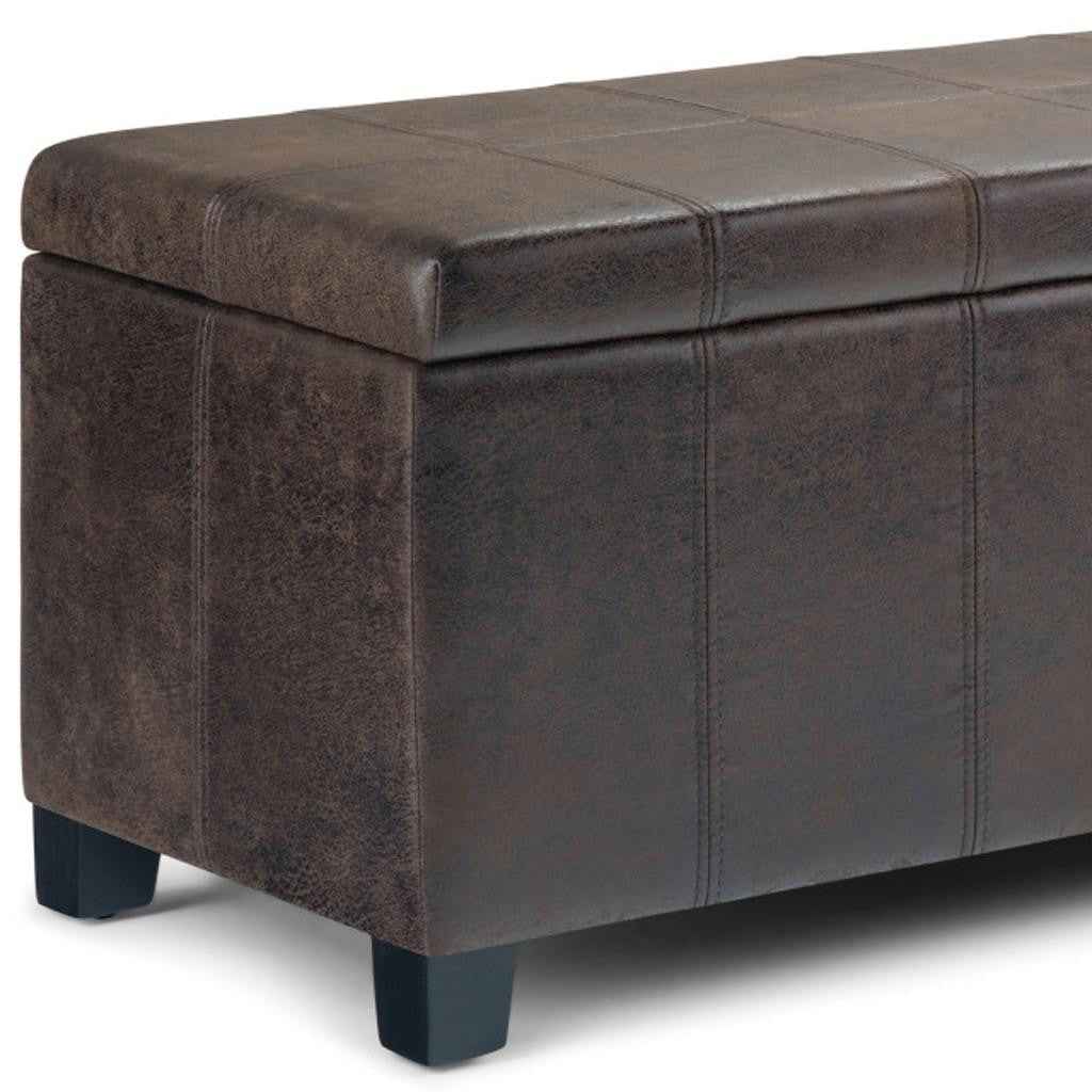 36" Dark Brown and Brown Upholstery Storage Ottoman