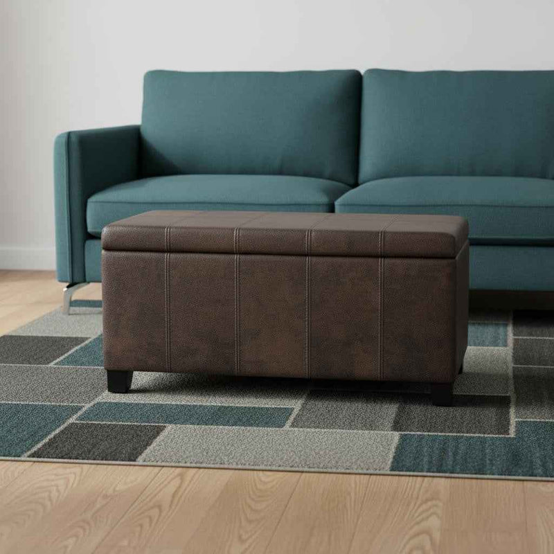 36" Dark Brown and Brown Upholstery Storage Ottoman