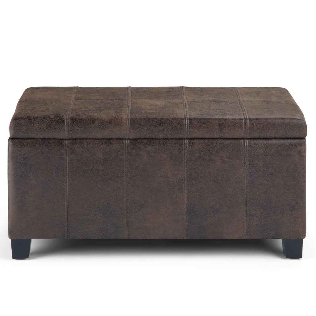 36" Dark Brown and Brown Upholstery Storage Ottoman
