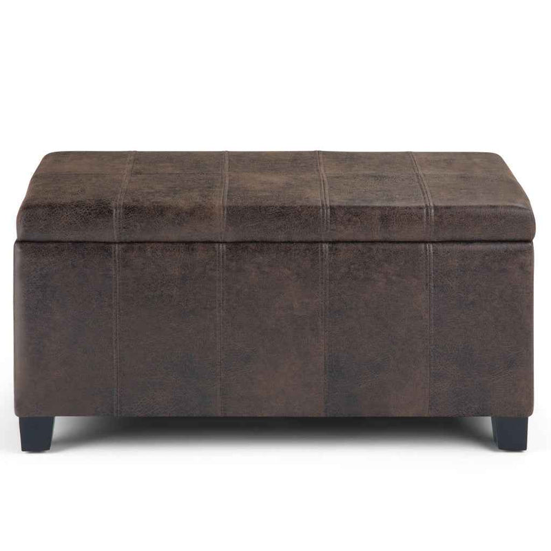 36" Dark Brown and Brown Upholstery Storage Ottoman