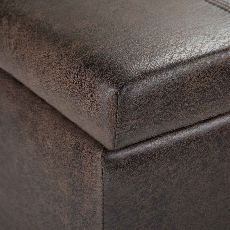 36" Dark Brown and Brown Upholstery Storage Ottoman