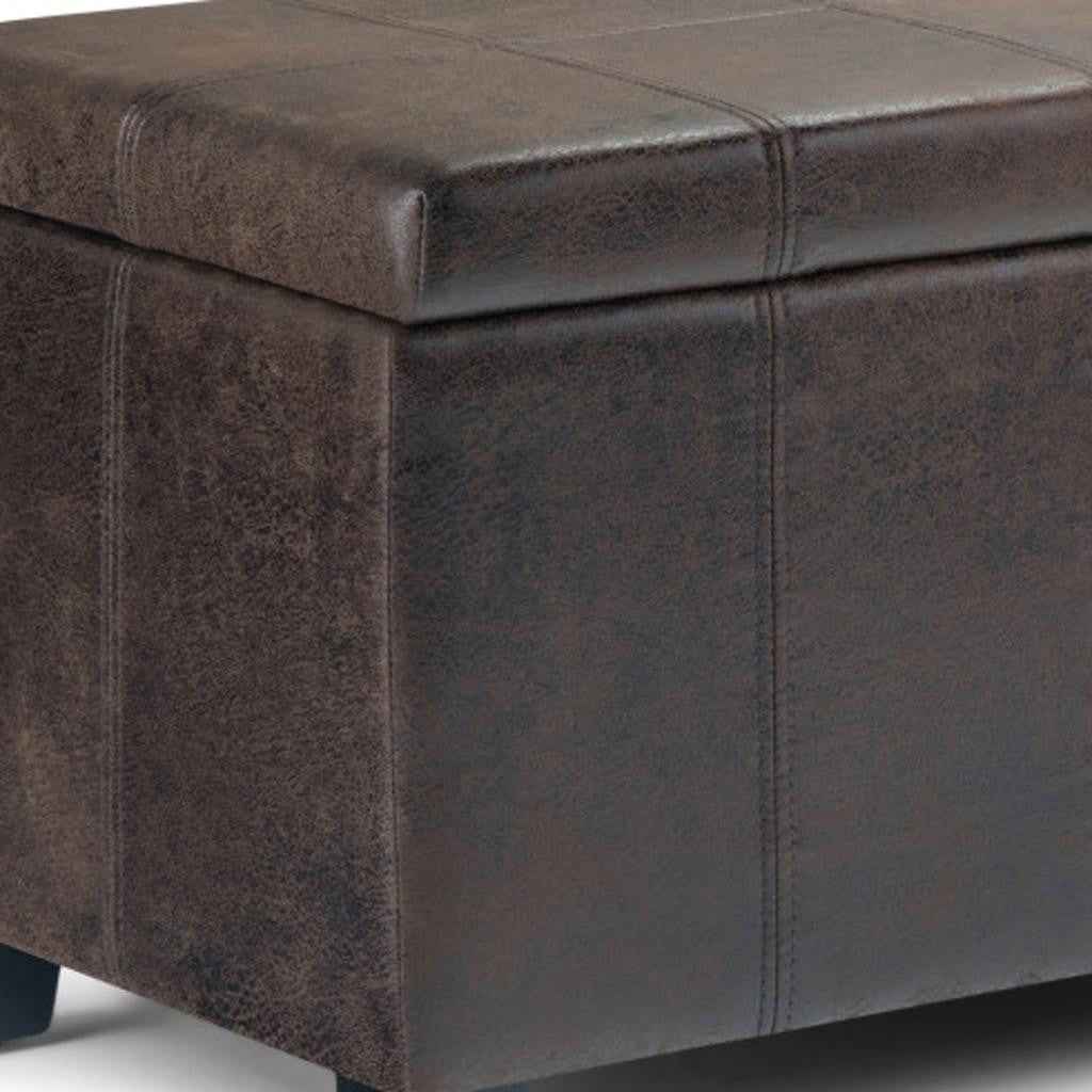 36" Dark Brown and Brown Upholstery Storage Ottoman