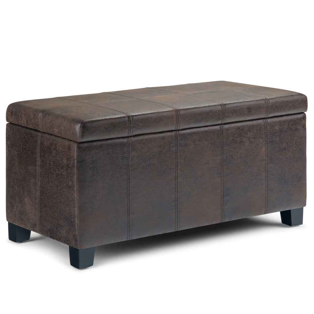 36" Dark Brown and Brown Upholstery Storage Ottoman
