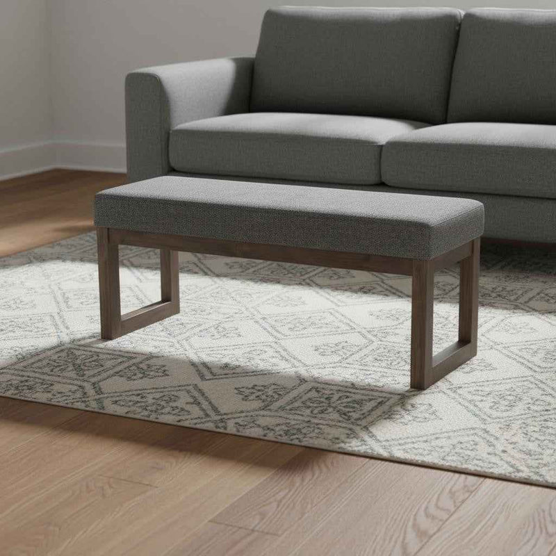 44" Gray and Brown Fabric Ottoman