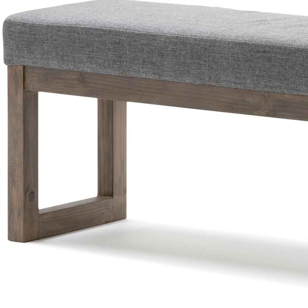 44" Gray and Brown Fabric Ottoman