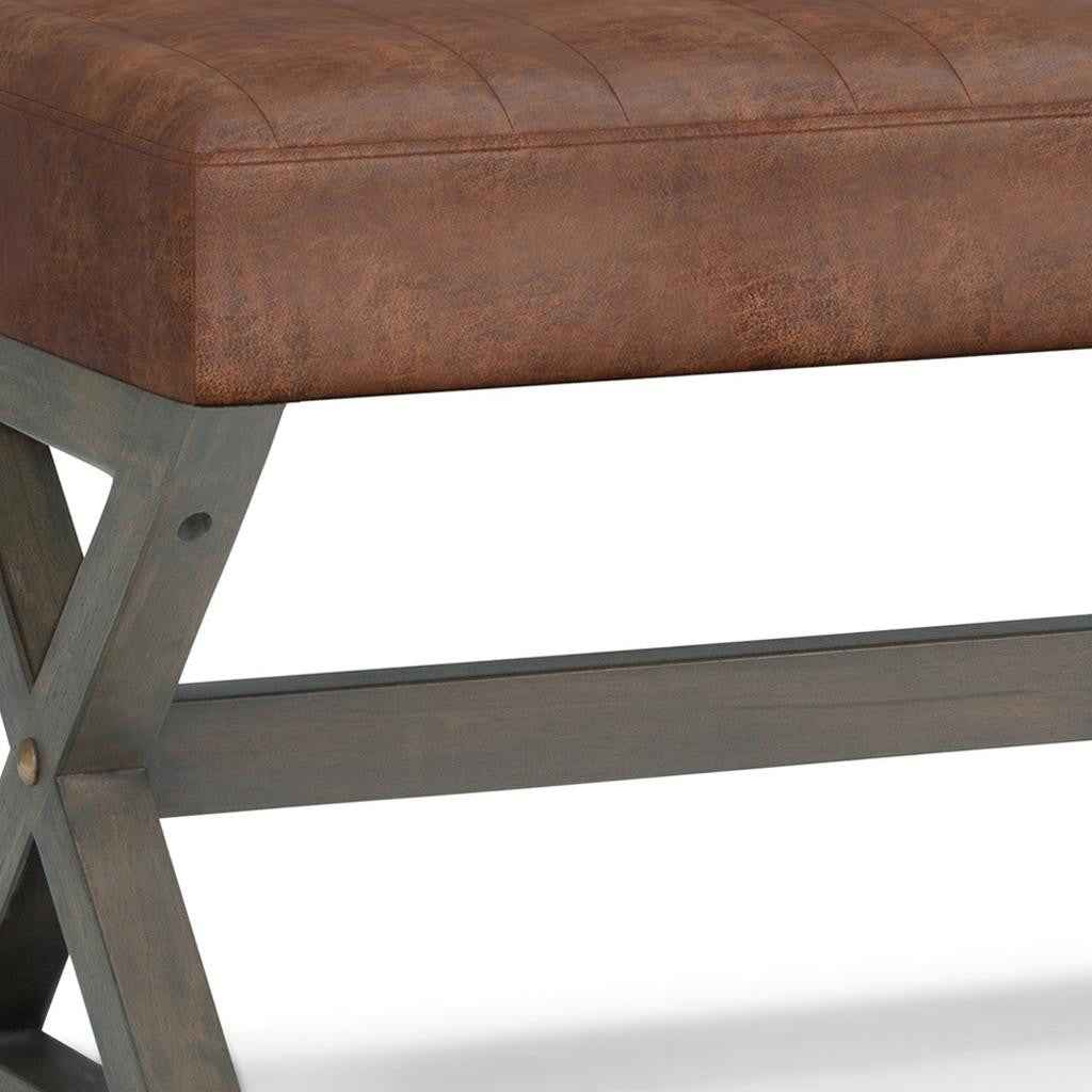 48" Brown Leather Ottoman