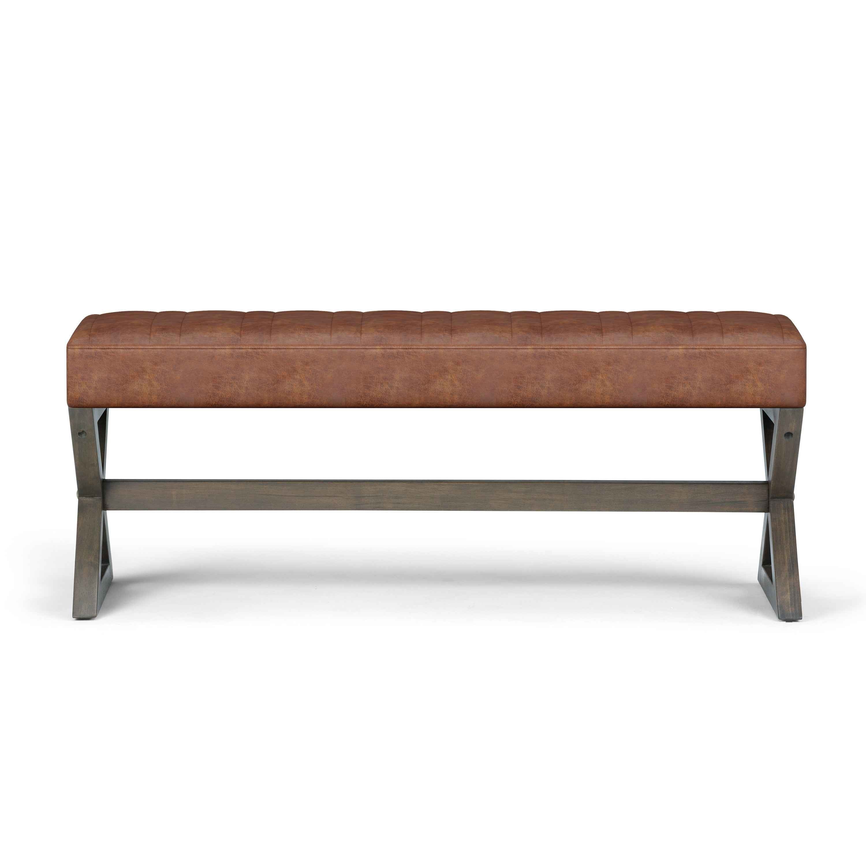48" Brown Leather Ottoman