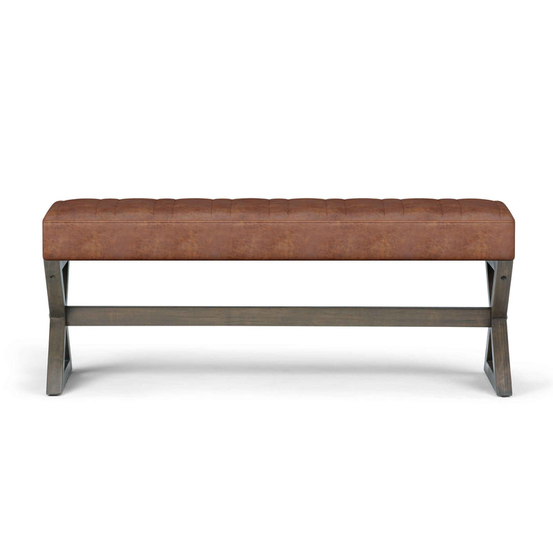 48" Brown Leather Ottoman