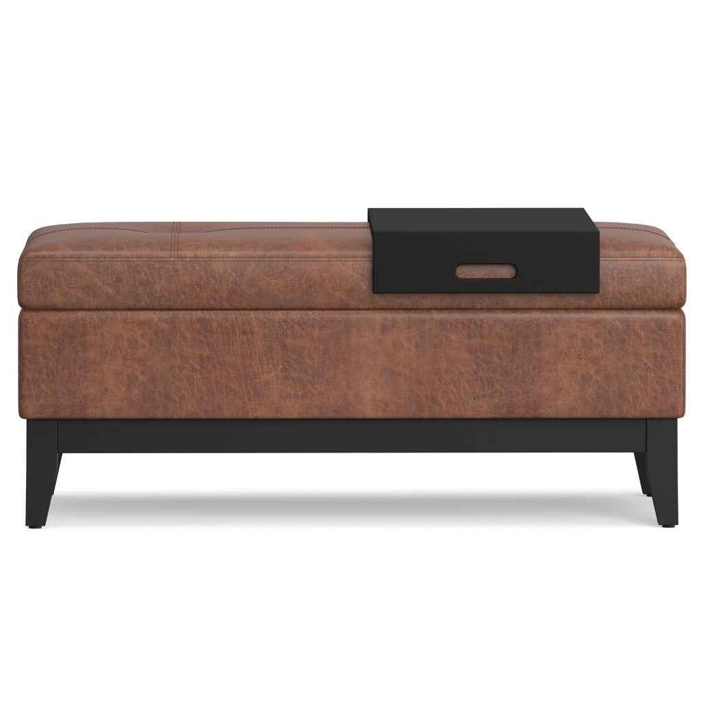 42" Dark Brown and Brown Upholstery Storage Ottoman