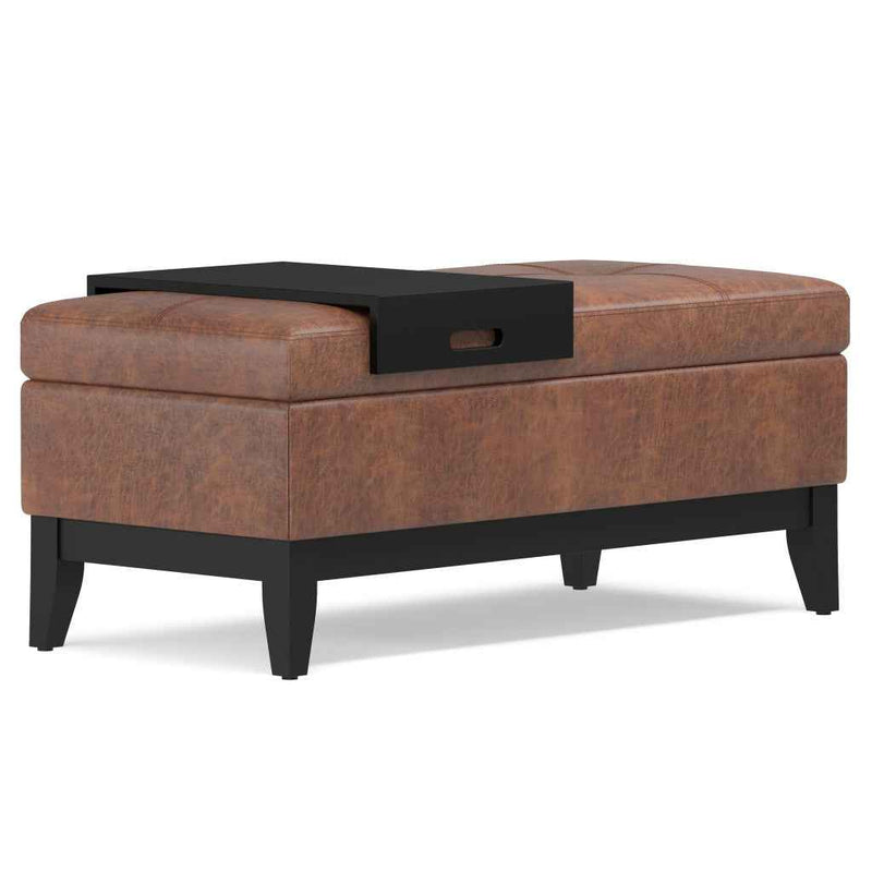 42" Dark Brown and Brown Upholstery Storage Ottoman