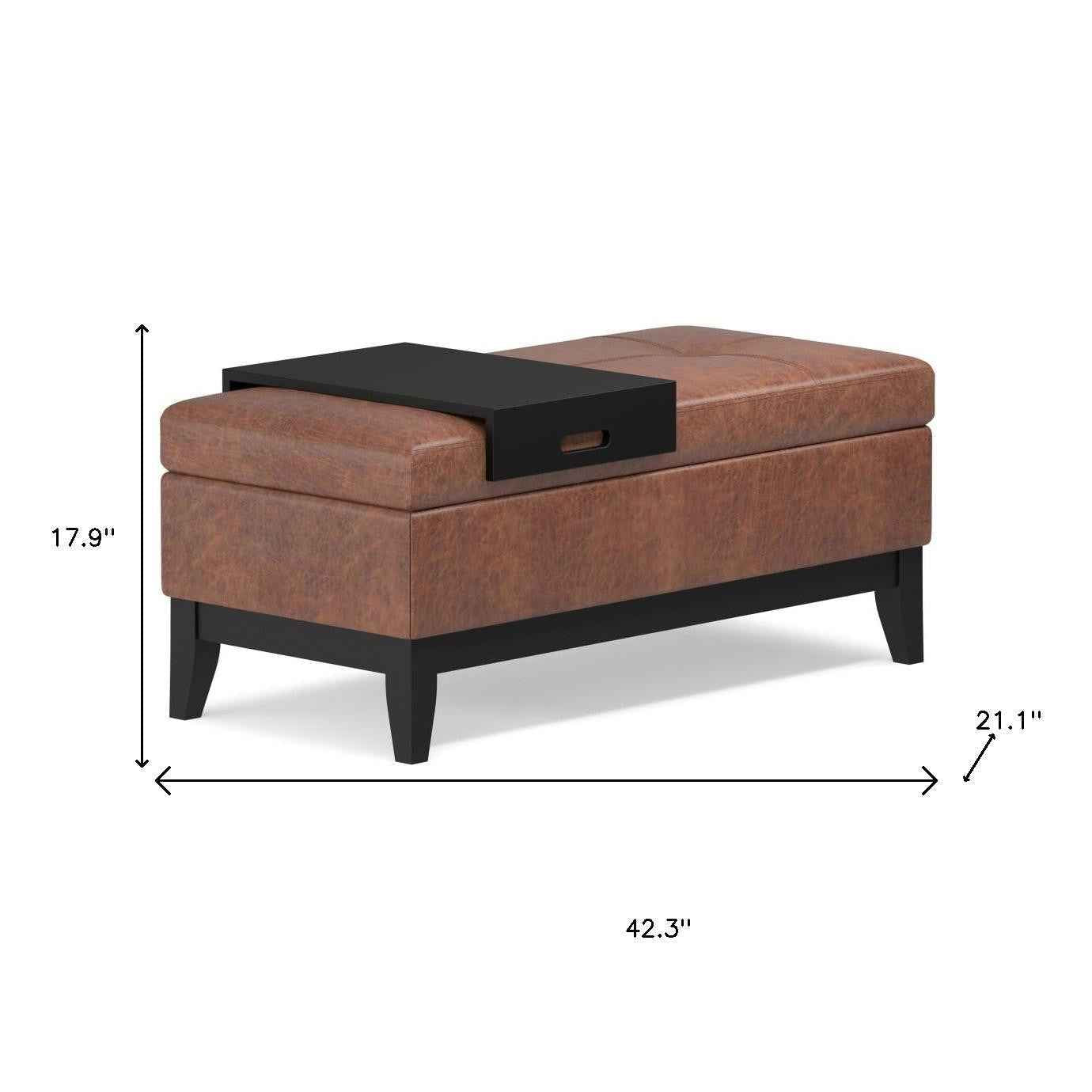 42" Dark Brown and Brown Upholstery Storage Ottoman