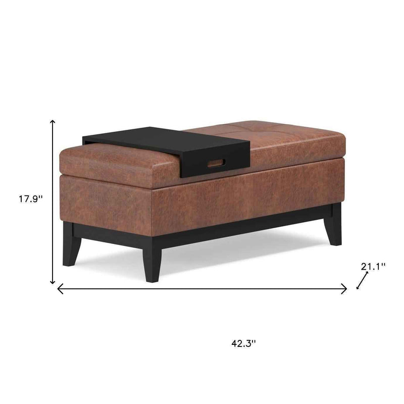 42" Dark Brown and Brown Upholstery Storage Ottoman